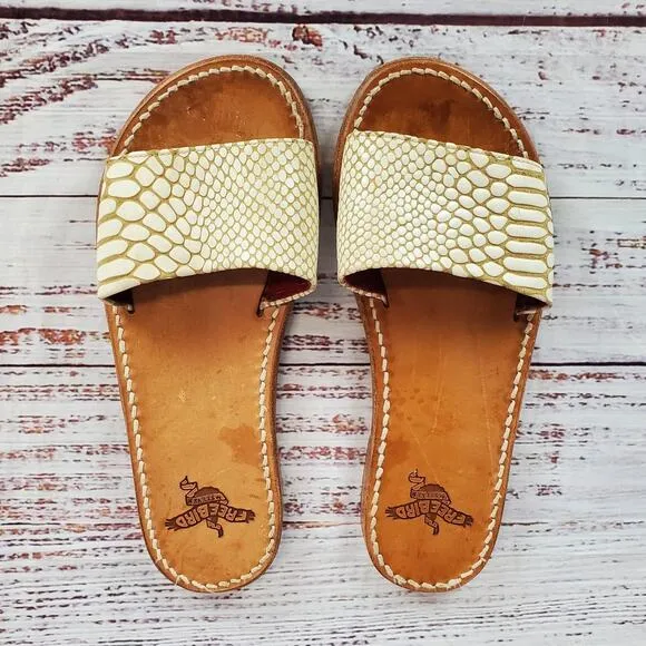 Freebirds by Stephen Earthy Leather Sandals Size 6 Snake Slides Festival Neutral