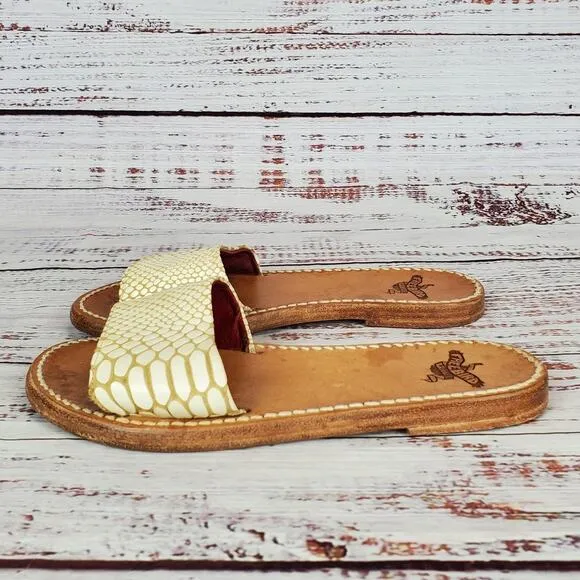 Freebirds by Stephen Earthy Leather Sandals Size 6 Snake Slides Festival Neutral
