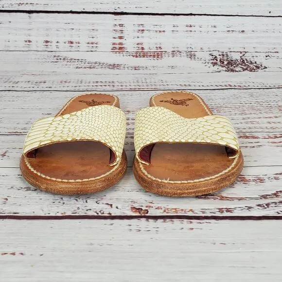 Freebirds by Stephen Earthy Leather Sandals Size 6 Snake Slides Festival Neutral