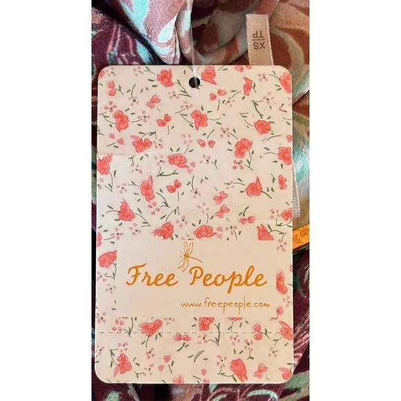 Free People - Maroon &amp; Mauve Floral Print Tie Strap Halter Maxi Dress NWT Size X