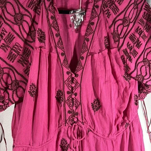 FREE PEOPLE RILEY SMOCKED MAXI DRESS IN FUCHSIA NEW