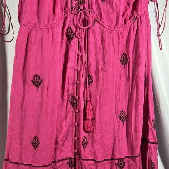 FREE PEOPLE RILEY SMOCKED MAXI DRESS IN FUCHSIA NEW