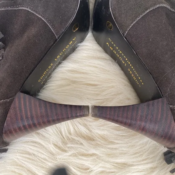 Fringe Chocolate Brown Suede Mid caff Slouchy Boots Boho Festival Western 7.5