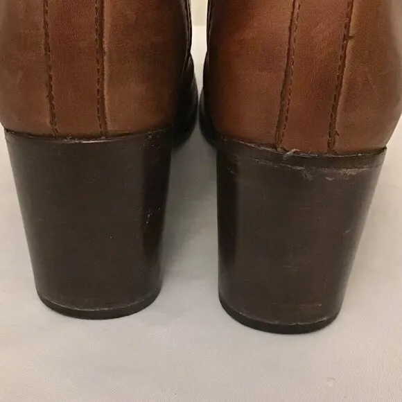 Frye 9 Nora Whipstitch Women’s Zip Ankle Boots Booties Cognac Brown Leather