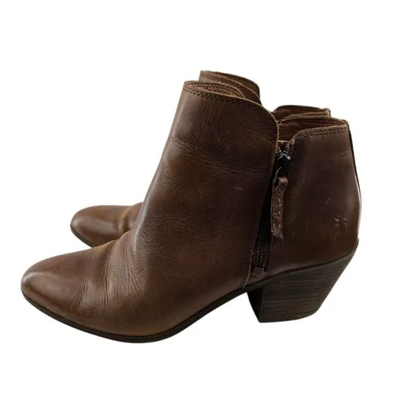 Frye Ankle Boots Womens 7 Judith Double Zip Wheat Caramel Brown Southwestern