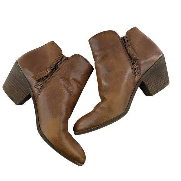 Frye Ankle Boots Womens 7 Judith Double Zip Wheat Caramel Brown Southwestern