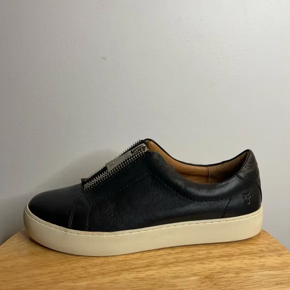 Frye Black Leather Slip-On Platform Sneakers Women’s Size 9.5