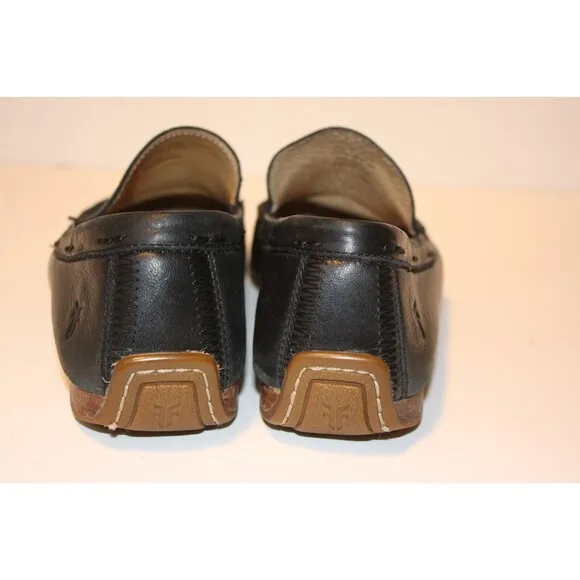 FRYE Black Lewis Venetian Leather Loafers Driving Moccasins Men's sz 9.5