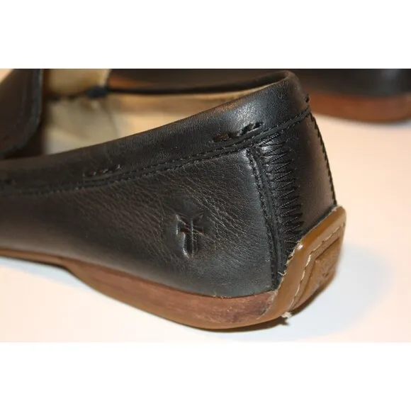 FRYE Black Lewis Venetian Leather Loafers Driving Moccasins Men's sz 9.5