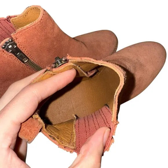 Frye Boots Women's Alton Chelsea Leather Suede Ankle 6 Booties Rosewood Heel
