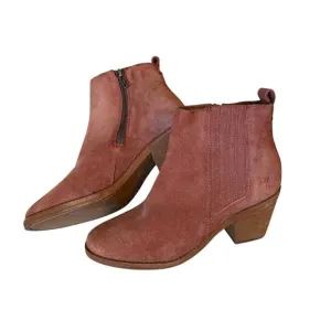 Frye Boots Women's Alton Chelsea Leather Suede Ankle 6 Booties Rosewood Heel