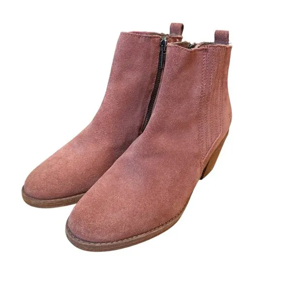 Frye Boots Women's Alton Chelsea Leather Suede Ankle 6 Booties Rosewood Heel