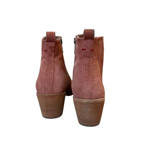 Frye Boots Women's Alton Chelsea Leather Suede Ankle 6 Booties Rosewood Heel