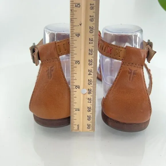 Frye Carson Boho Thong Sandals Women's 9 Brown Leather Strappy Beaded Gladiator