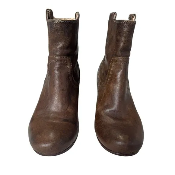 FRYE Carson Wedge Bootie Brown Leather Women's Size 7.5 Boho Western Rodeo EUC