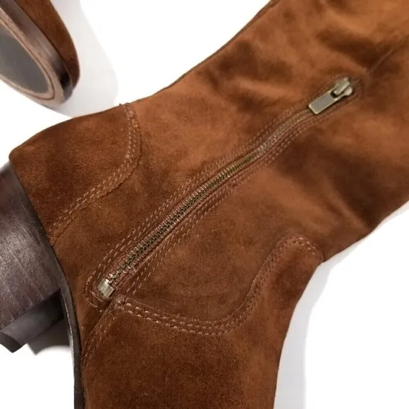 FRYE Clara Brown Suede Over the Knee Tall Boots Western Boho Brown Block Heel