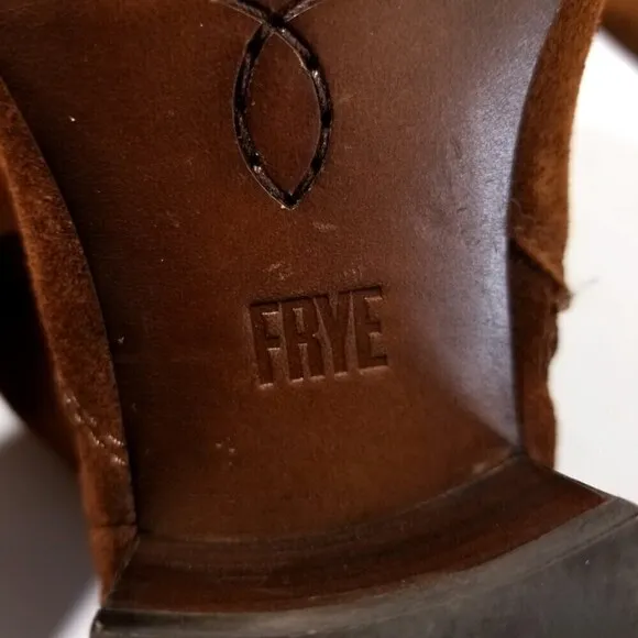 FRYE Clara Brown Suede Over the Knee Tall Boots Western Boho Brown Block Heel