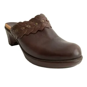 Frye Clogs Women Size 10M Brown Leather Slip-on Chunky Braid Studs Logo Shoes