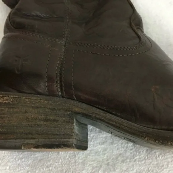 FRYE Dark Brown Leather Carson Pull On Western Riding Boots #77679 Size 6 Boho