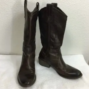 FRYE Dark Brown Leather Carson Pull On Western Riding Boots #77679 Size 6 Boho
