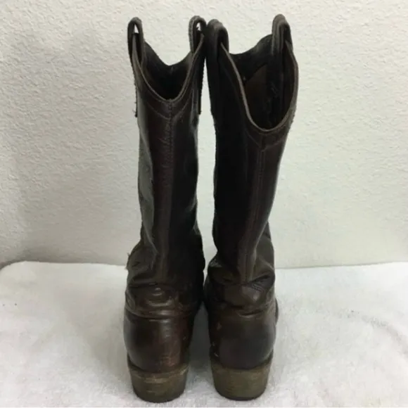 FRYE Dark Brown Leather Carson Pull On Western Riding Boots #77679 Size 6 Boho