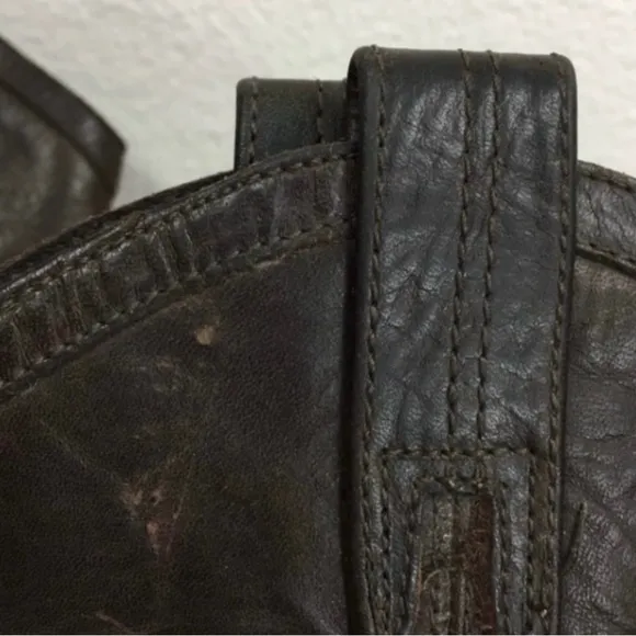 FRYE Dark Brown Leather Carson Pull On Western Riding Boots #77679 Size 6 Boho
