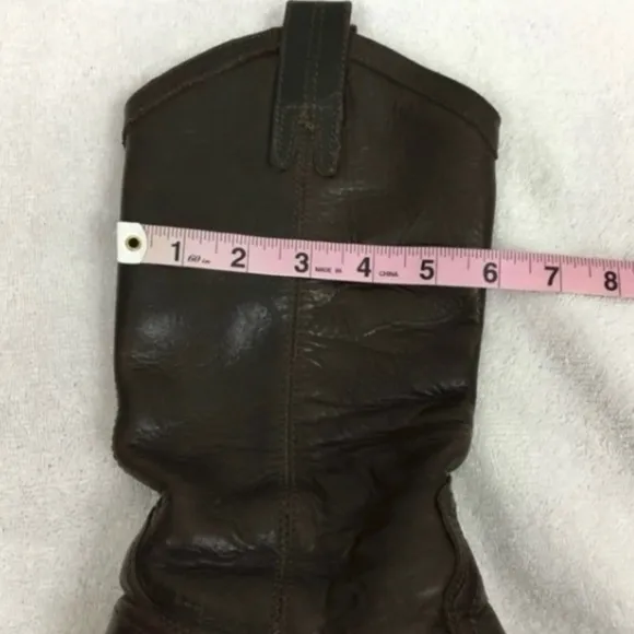 FRYE Dark Brown Leather Carson Pull On Western Riding Boots #77679 Size 6 Boho