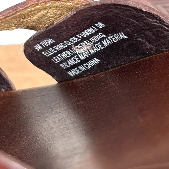 Frye Ellie Ring Slide Wood/Wooden Dark Brown Mahogany Leather Sandals Size 9