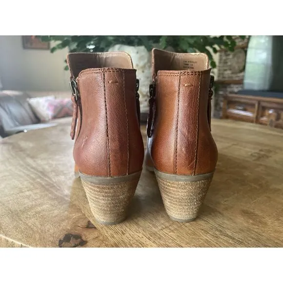 Frye Judith Double Zip Leather Ankle Boot Womens 6.5 Brown Classic Boho Luxury
