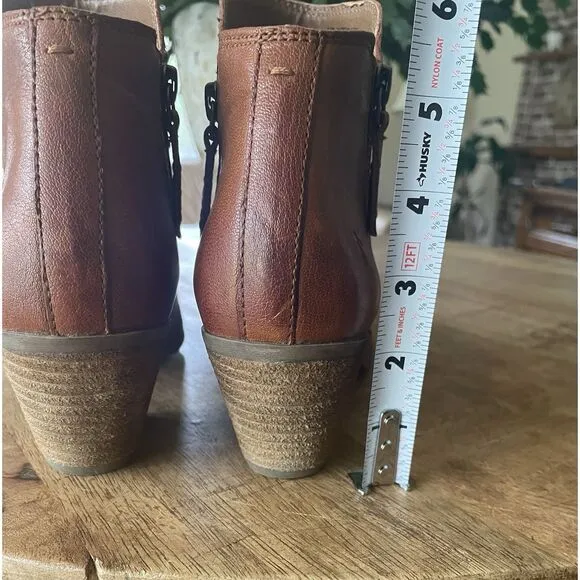 Frye Judith Double Zip Leather Ankle Boot Womens 6.5 Brown Classic Boho Luxury