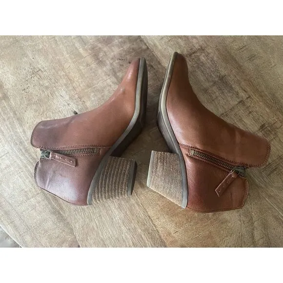 Frye Judith Double Zip Leather Ankle Boot Womens 6.5 Brown Classic Boho Luxury