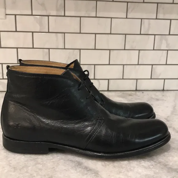 Frye Leather Boots Mens 11 Black Ankle Chukka Business Shoes Preppy Minimalist