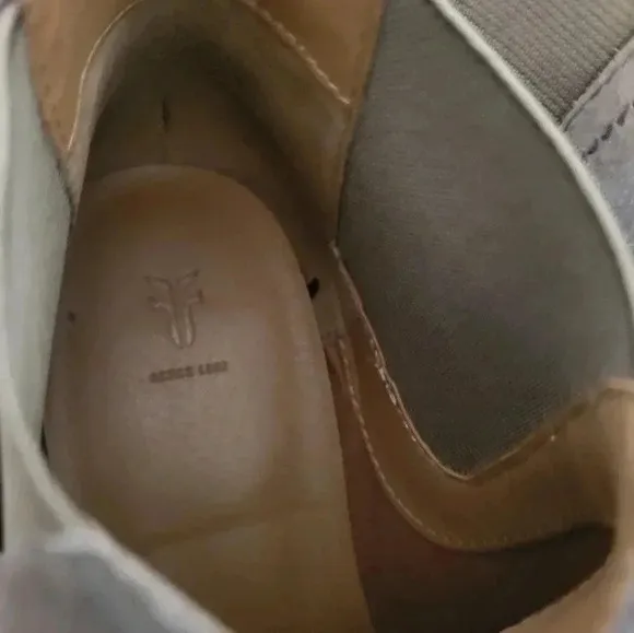 FRYE Mallory Chelsea Suede Leather Edgy Chic Casual Minimalist Taupe Booties(7)