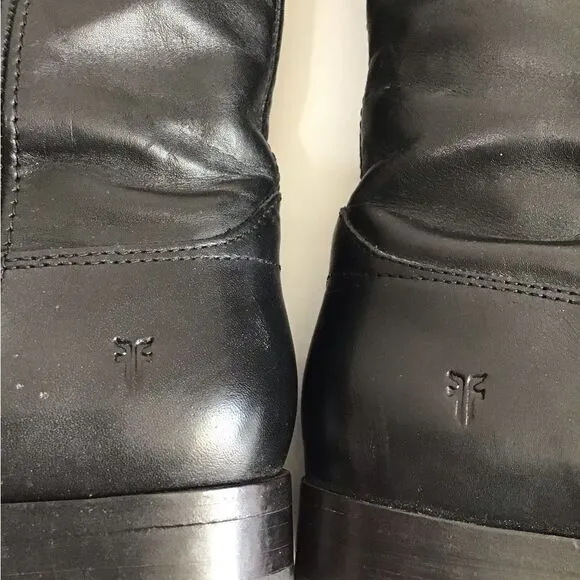 Frye Melissa Button 2 Black Leather Knee High Boots Riding Boots Size 7