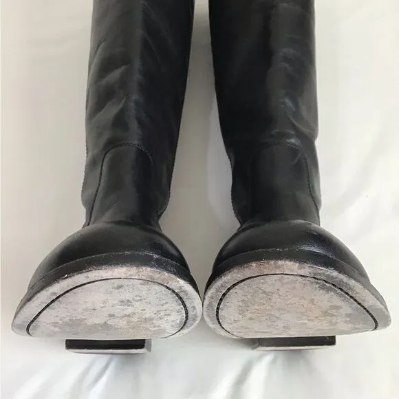 Frye Melissa Button 2 Black Leather Knee High Boots Riding Boots Size 7