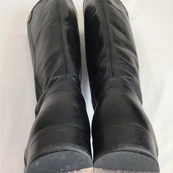 Frye Melissa Button 2 Black Leather Knee High Boots Riding Boots Size 7