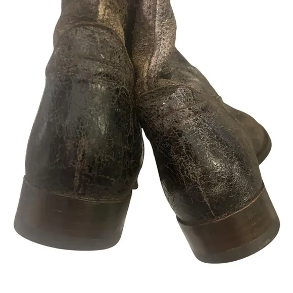 Frye Melissa Button Boots Chocolate Glazed Distressed Size 6.5 Western Boho