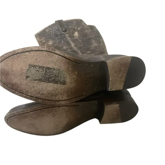 Frye Melissa Button Boots Chocolate Glazed Distressed Size 6.5 Western Boho