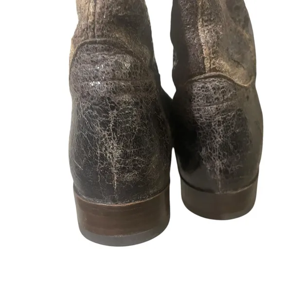 Frye Melissa Button Boots Chocolate Glazed Distressed Size 6.5 Western Boho
