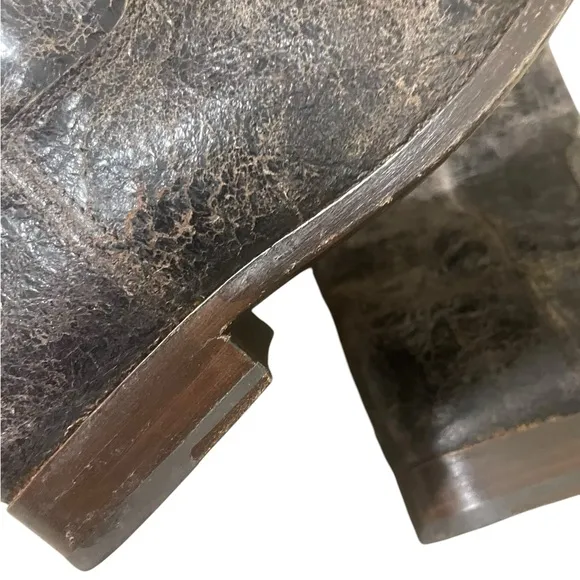 Frye Melissa Button Boots Chocolate Glazed Distressed Size 6.5 Western Boho