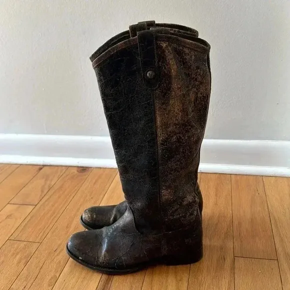 FRYE Melissa Button Glazed Distressed Vintage Cracked Leather Tall Boots Sz 7