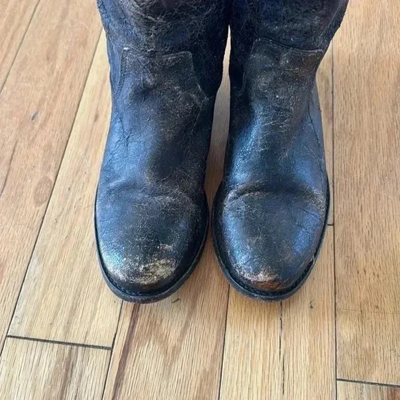 FRYE Melissa Button Glazed Distressed Vintage Cracked Leather Tall Boots Sz 7