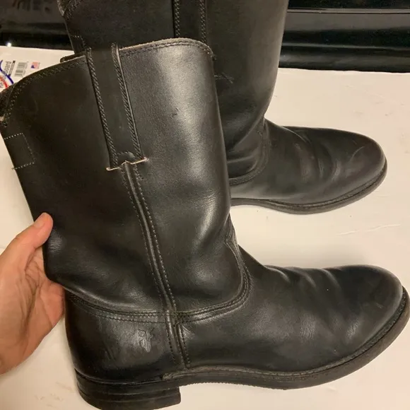 Frye Men's Leather Size 10 Moto Engineer Boot Biker Buckle Mid Shaft Shoe Black