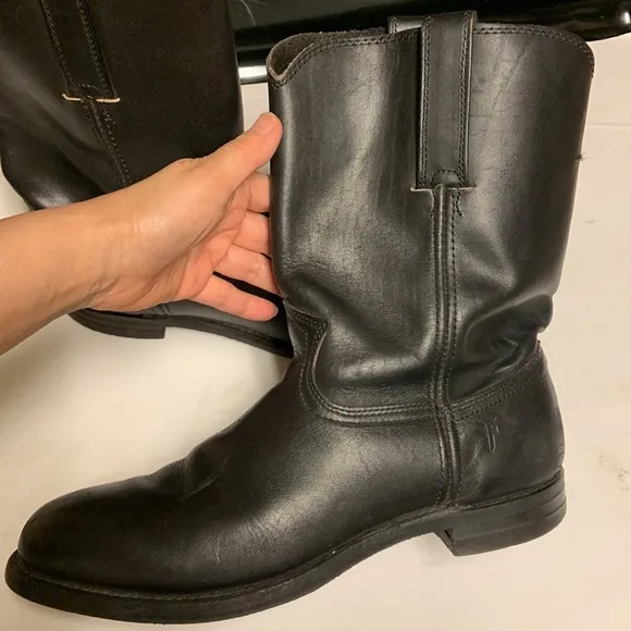 Frye Men's Leather Size 10 Moto Engineer Boot Biker Buckle Mid Shaft Shoe Black