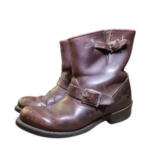 Frye Men's Vintage Made In US Mocha Brown Distressed Engineer Boots Size 7.5