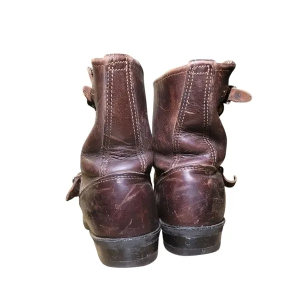 Frye Men's Vintage Made In US Mocha Brown Distressed Engineer Boots Size 7.5