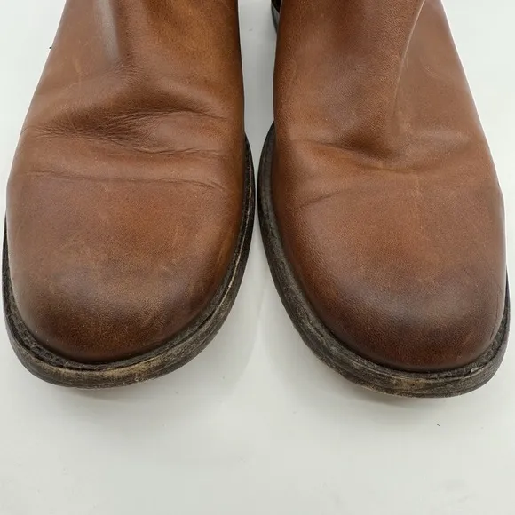 FRYE Phillip Harness Short Whiskey Boots WOMEN 8.5 Leather Back Zip Moto Boho
