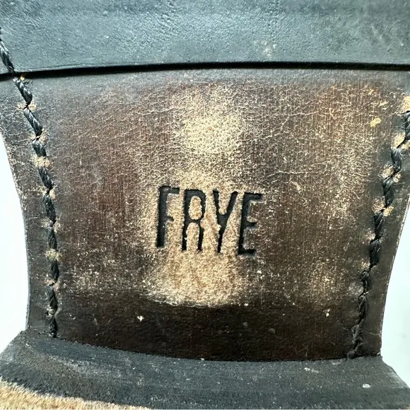 Frye Veronica Leather Boho Moto Split Top Ankle Boots Dark Brown  Size 9.5