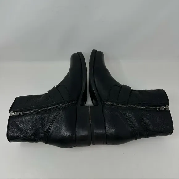 Frye Vicky Engineer Double Buckle Leather Moto Boho Ankle Boots Black Size 9.5