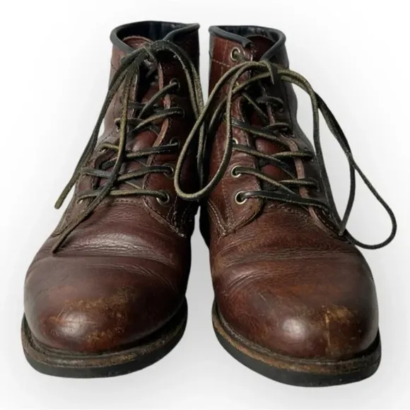 Frye Vintage Brown Leather 6 Hole Lace Up Boots 7